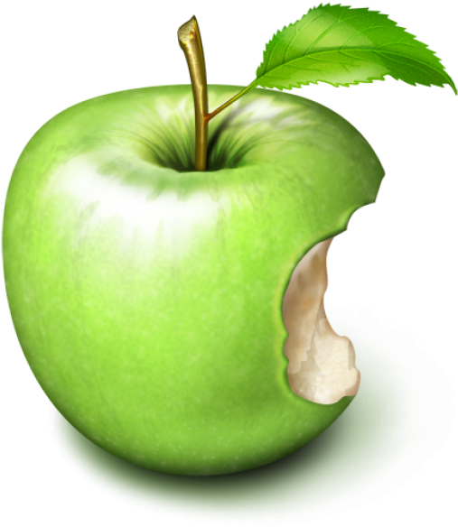 Green Apple With Bite PNG Image