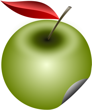 Green Apple With Red Leaf PNG Image