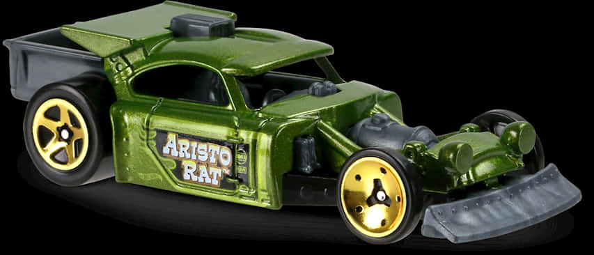 Green Aristo Rat Hot Wheels Toy Car PNG Image