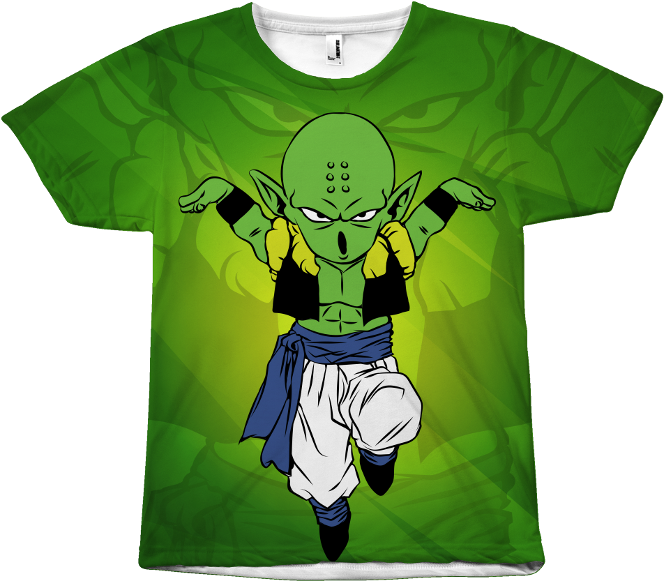 Green Background Anime Character T Shirt Design PNG Image