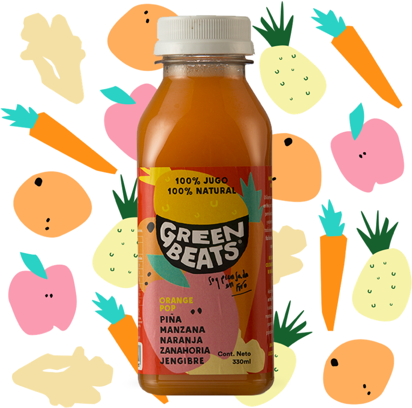 Green Beats Natural Juice Bottle PNG Image