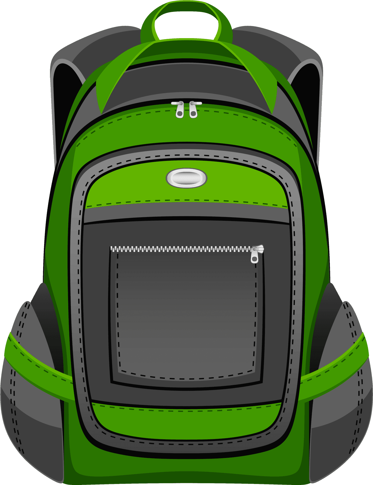 Green Black Backpack Vector PNG Image