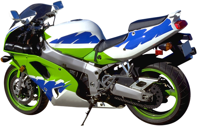 Green Blue Sport Motorcycle PNG Image