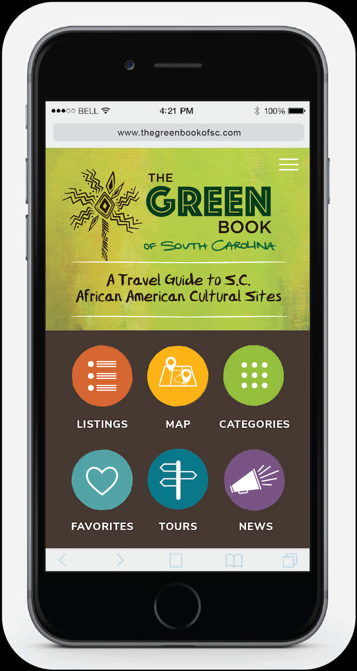 Green Book Travel App Screen PNG Image