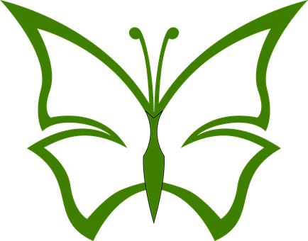 Green Butterfly Silhouette PNG Image