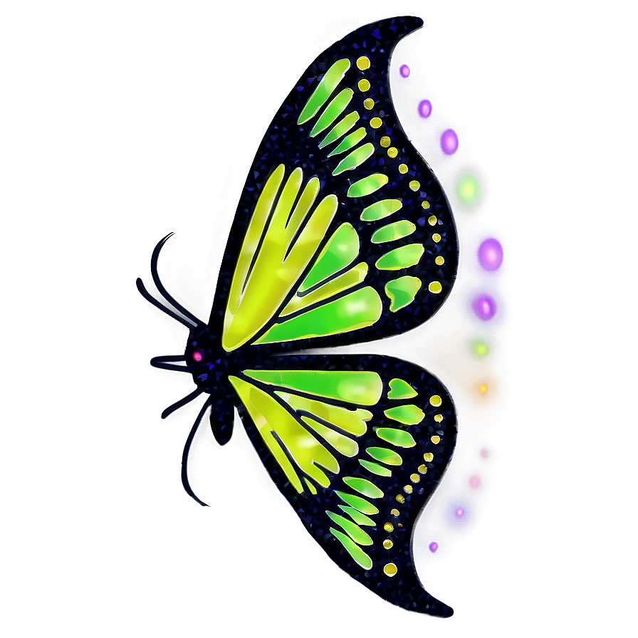 Green Butterfly With Glitter Png Jis PNG Image