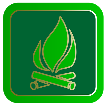 Green Campfire Icon PNG Image