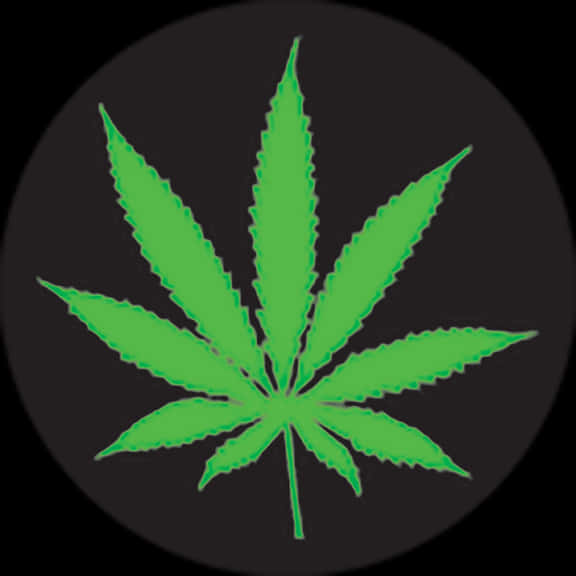 Green Cannabis Leaf Black Background PNG Image