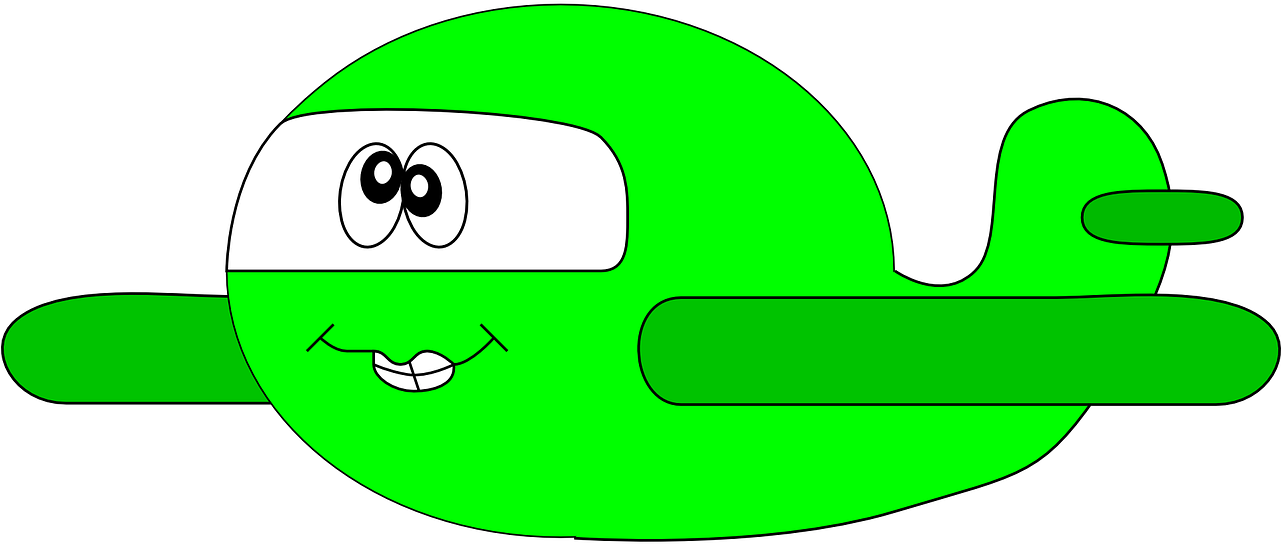 Green Cartoon Airplane PNG Image