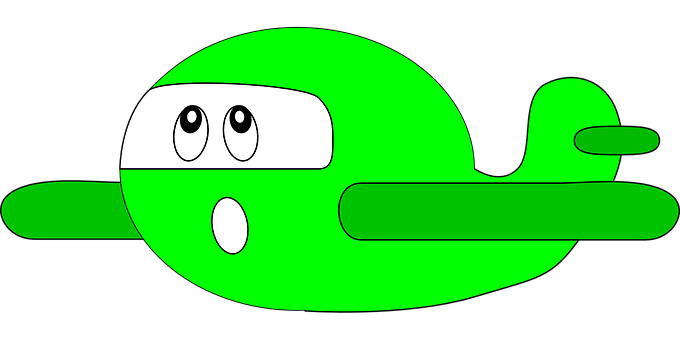 Green Cartoon Airplane PNG Image