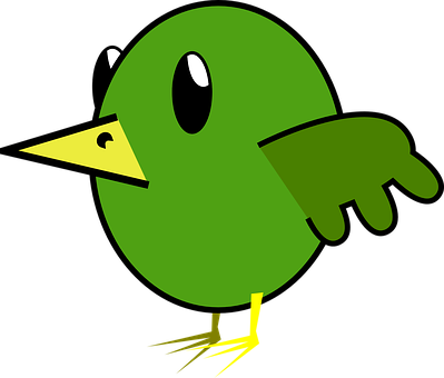 Green Cartoon Bird Vector PNG Image