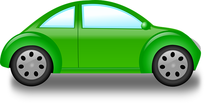 Green Cartoon Car Side View PNG Image