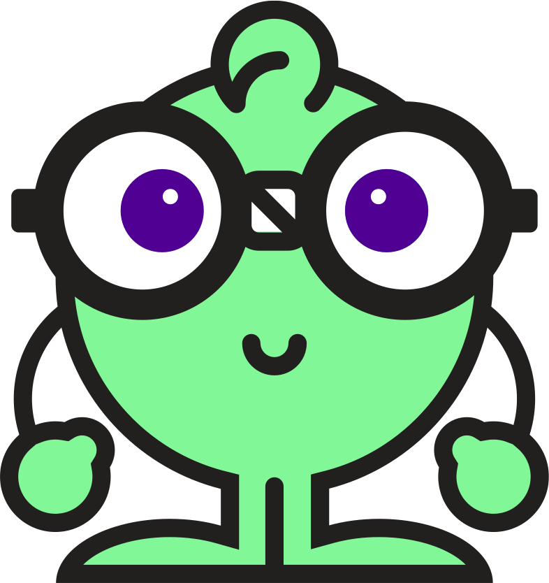 Green Cartoon Character Glasses PNG Image