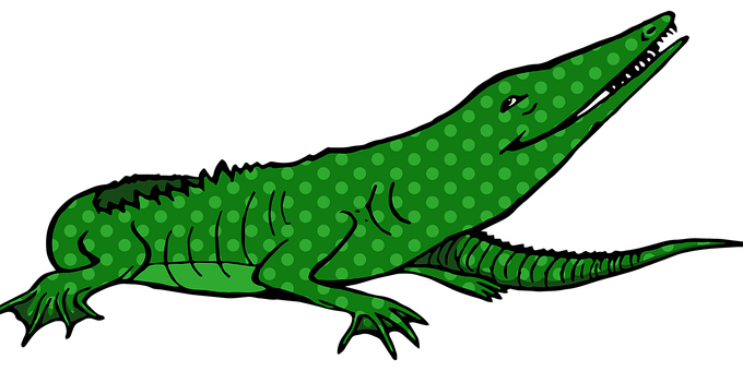 Green Cartoon Crocodile PNG Image