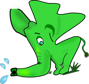 Green Cartoon Elephant PNG Image