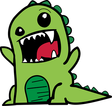 Green Cartoon Monster Graphic PNG Image