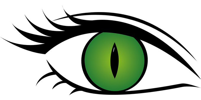 Green Cat Eye Illustration PNG Image