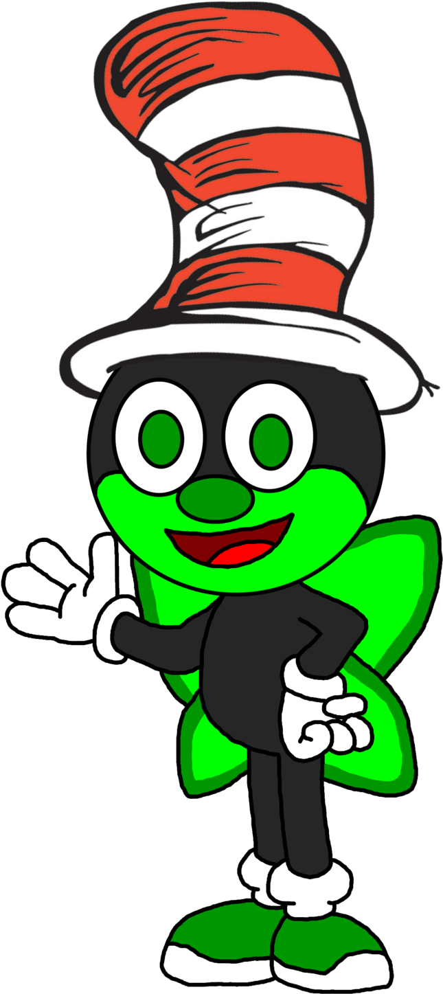 Green Character Red Striped Hat PNG Image