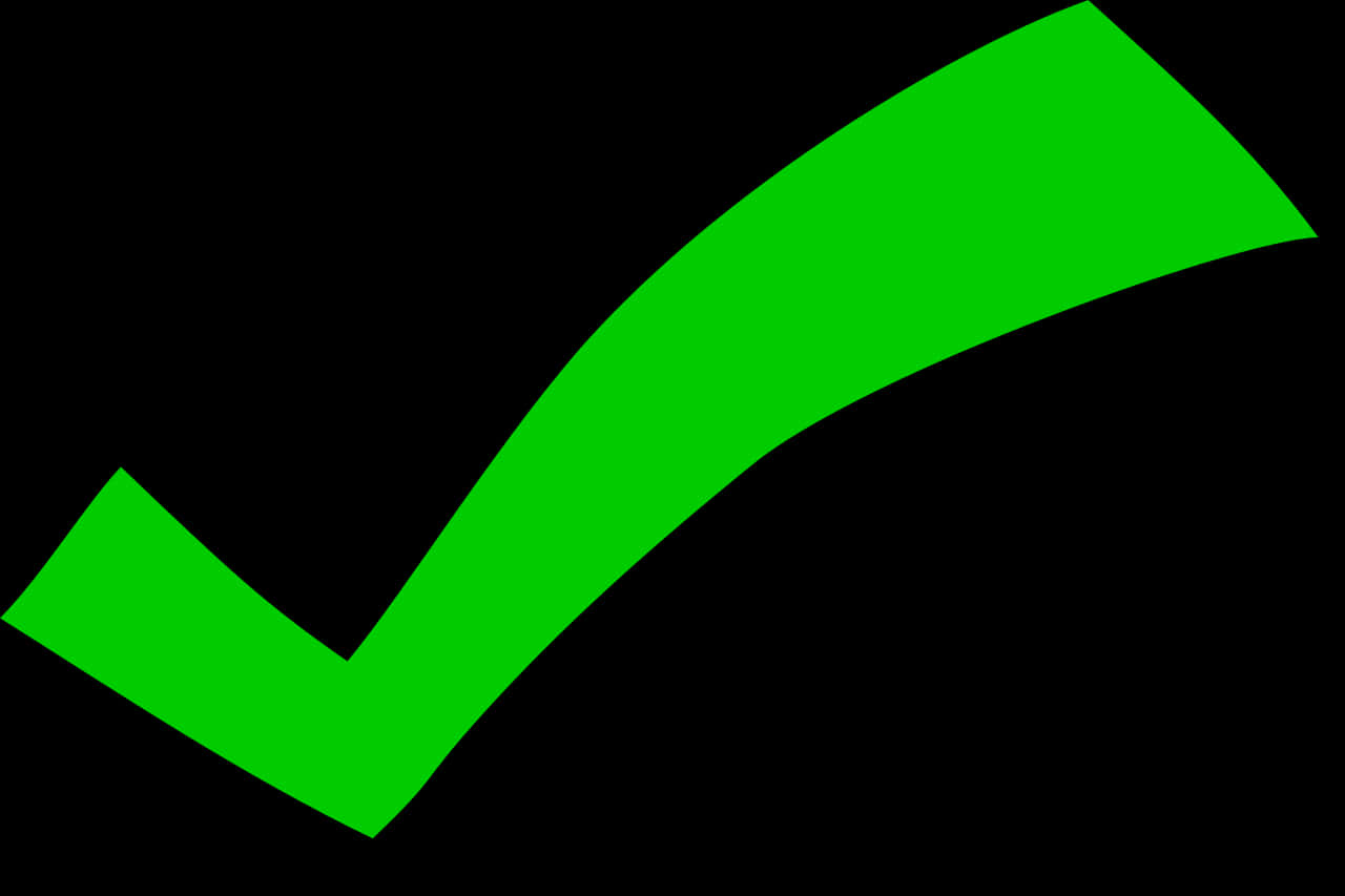 Green Check Mark Black Background PNG Image