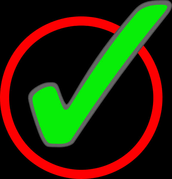 Green Check Mark Red Circle PNG Image