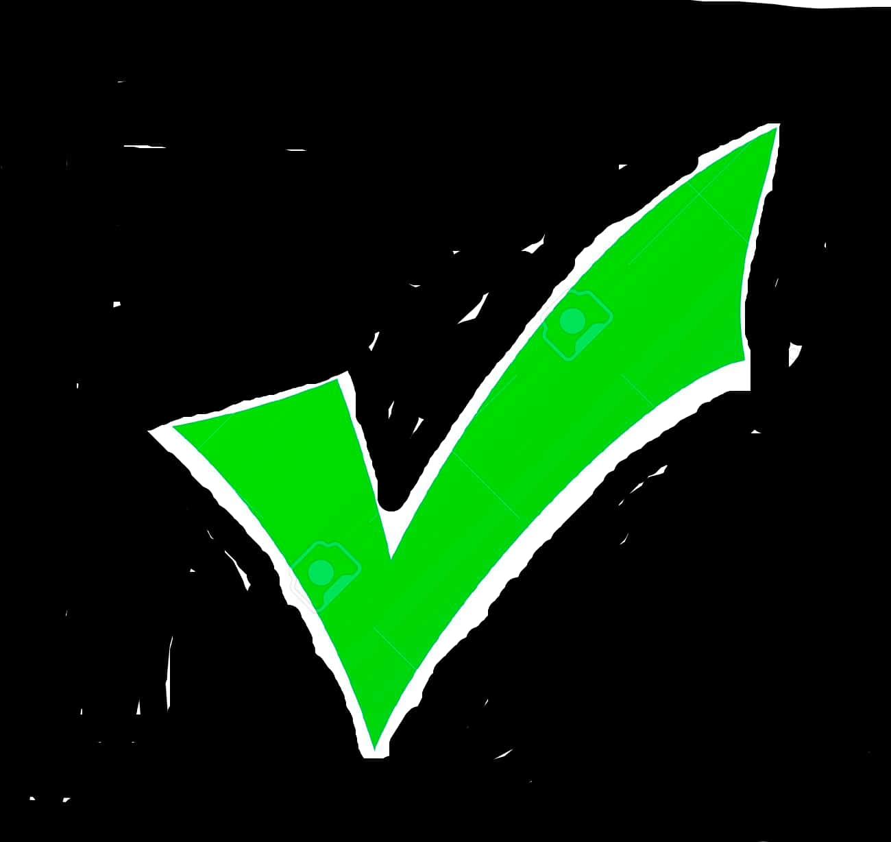 Green Check Markon Black Background PNG Image