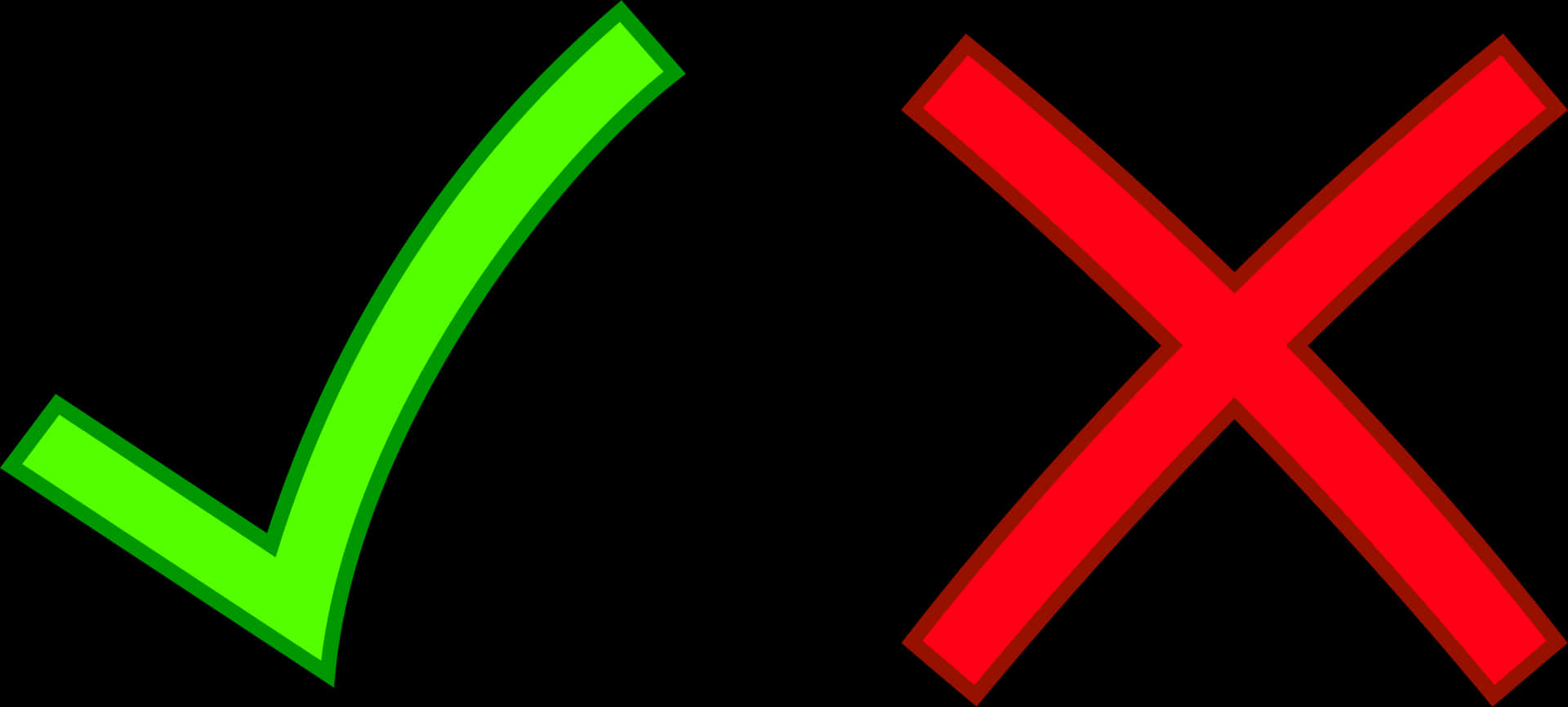 Green Check Red X Symbols PNG Image