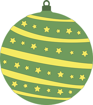 Green Christmas Ornamentwith Stars PNG Image