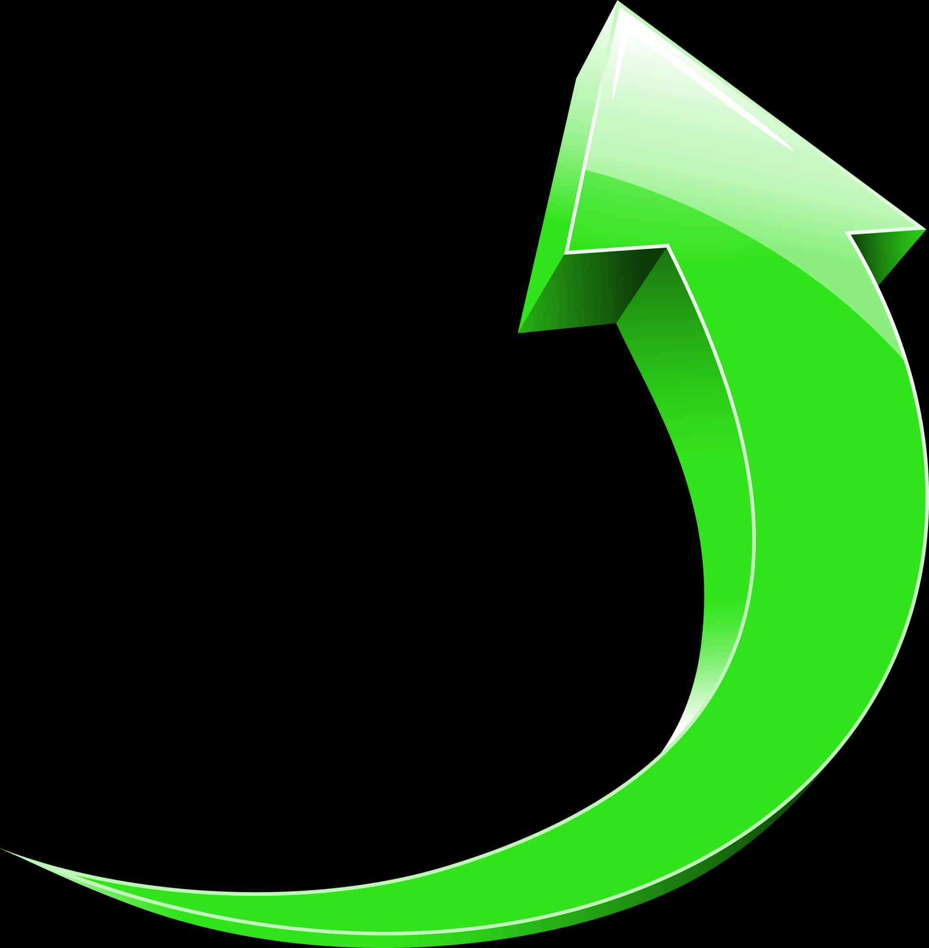 Green Curved Arrow PNG Image