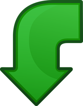 Green Curved Arrow Icon PNG Image