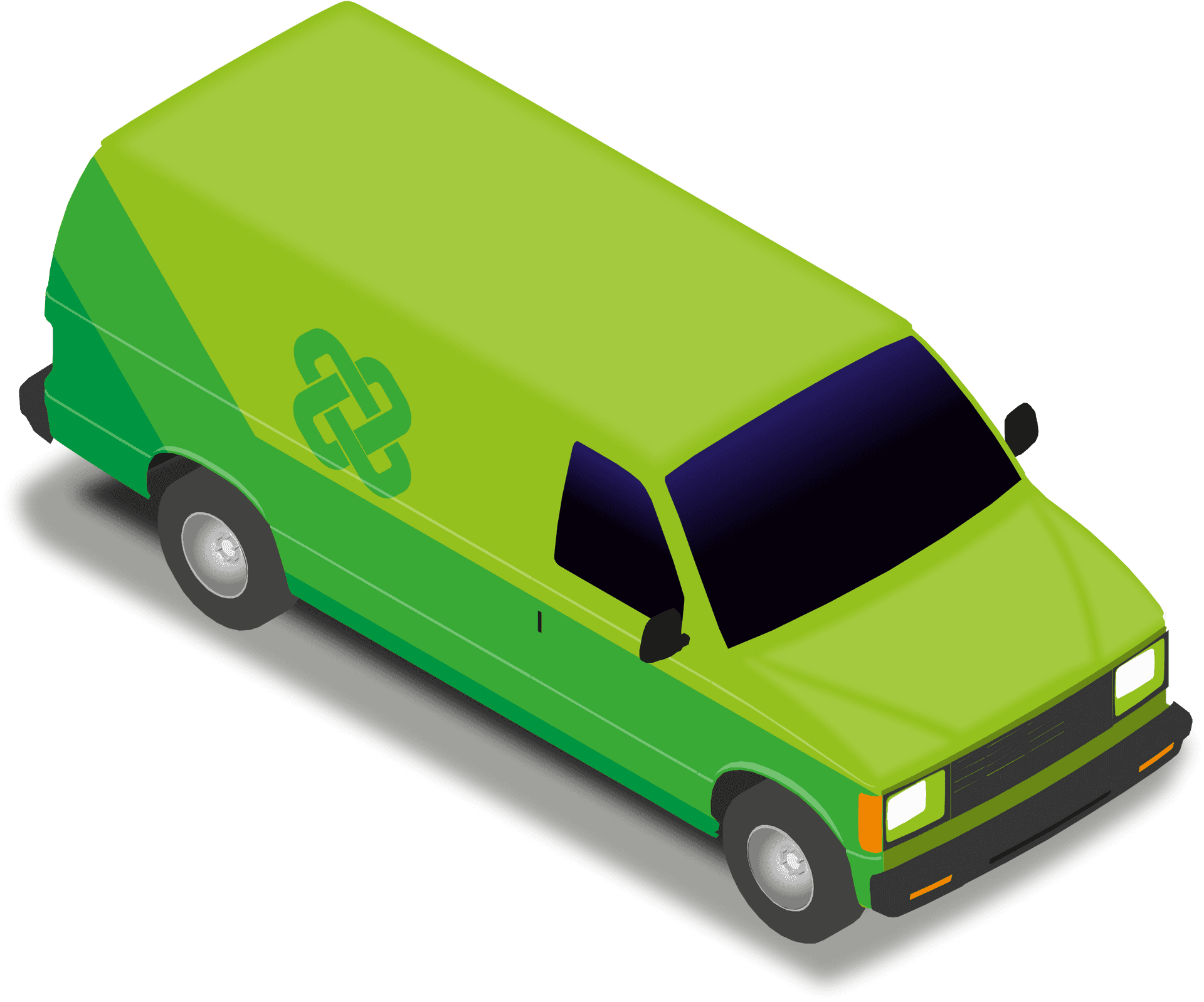 Green Delivery Van Isometric View PNG Image