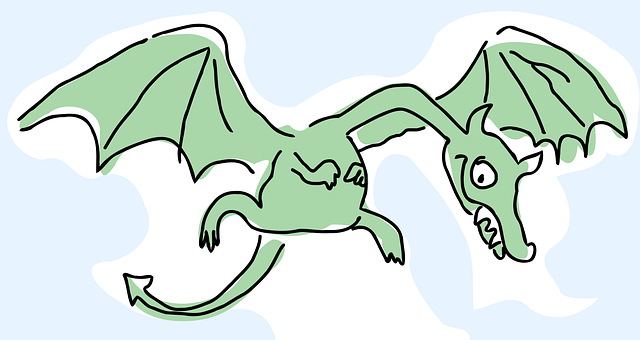 Green Dragon Doodle Illustration PNG Image