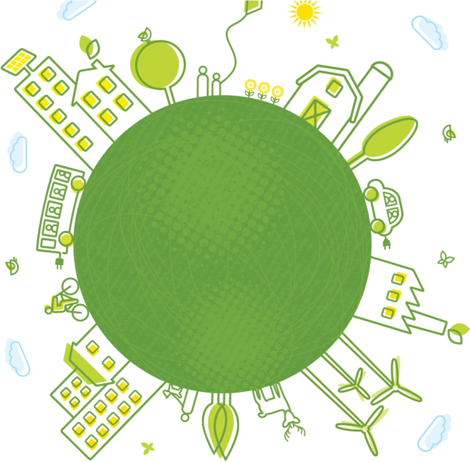 Green Eco City Concept Illustration PNG Image