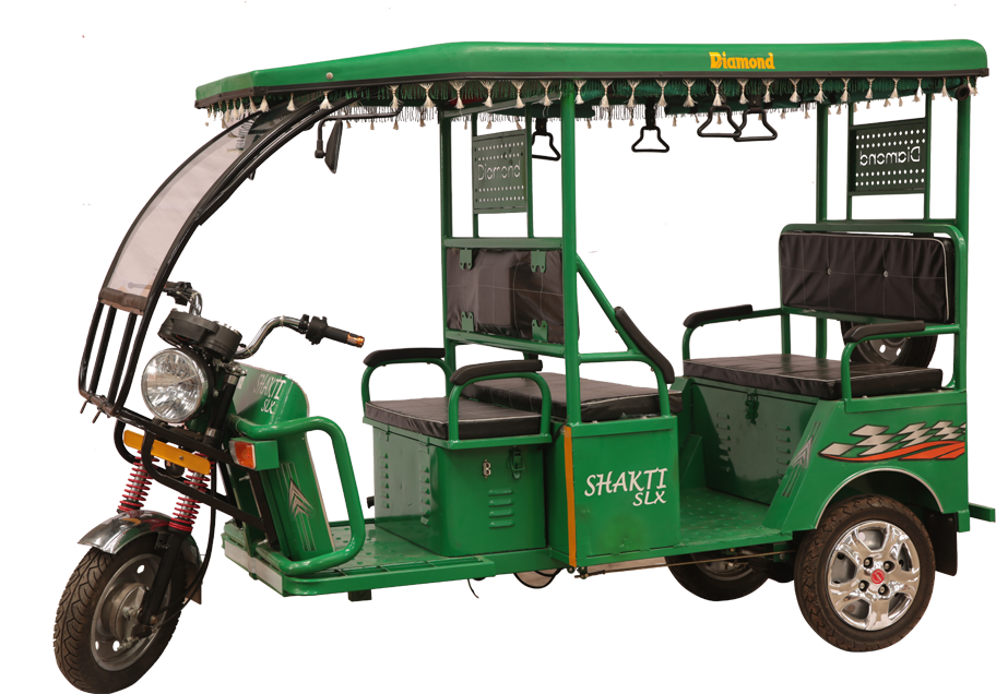 Green Electric Rickshaw Side View PNG Image