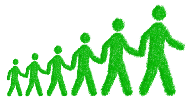 Green Evolution Human Chain PNG Image