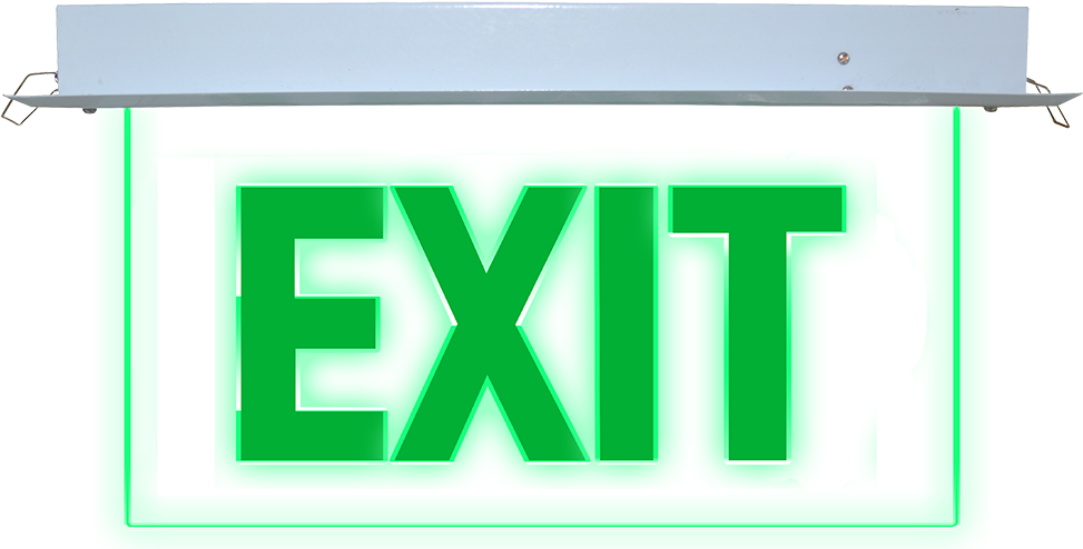 Green Exit Sign Damaged PNG Image