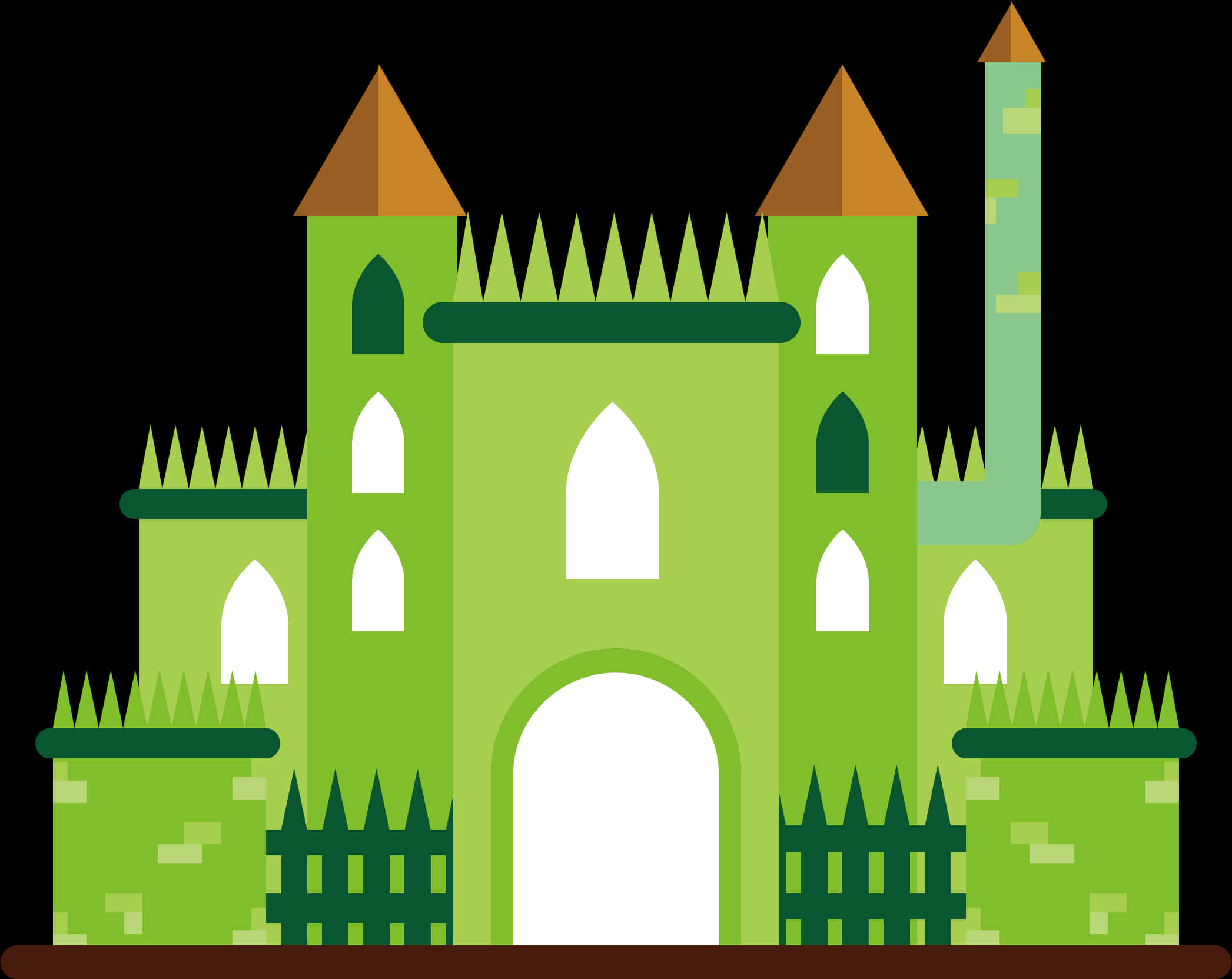 Green Fantasy Castle Illustration PNG Image