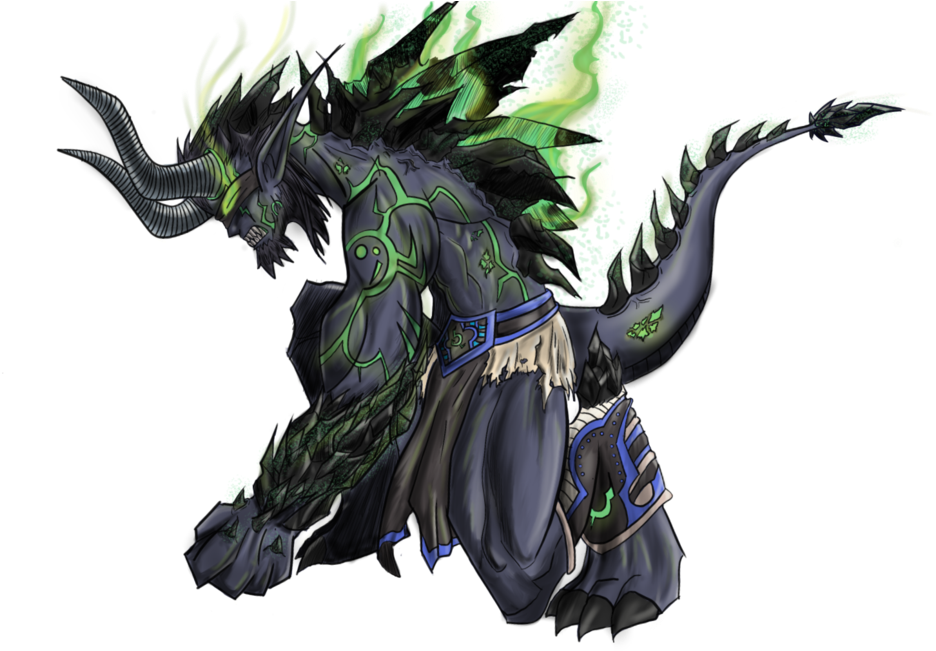 Green_ Flame_ Demon_ Illustration PNG Image