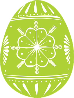 Green Floral Easter Egg PNG Image