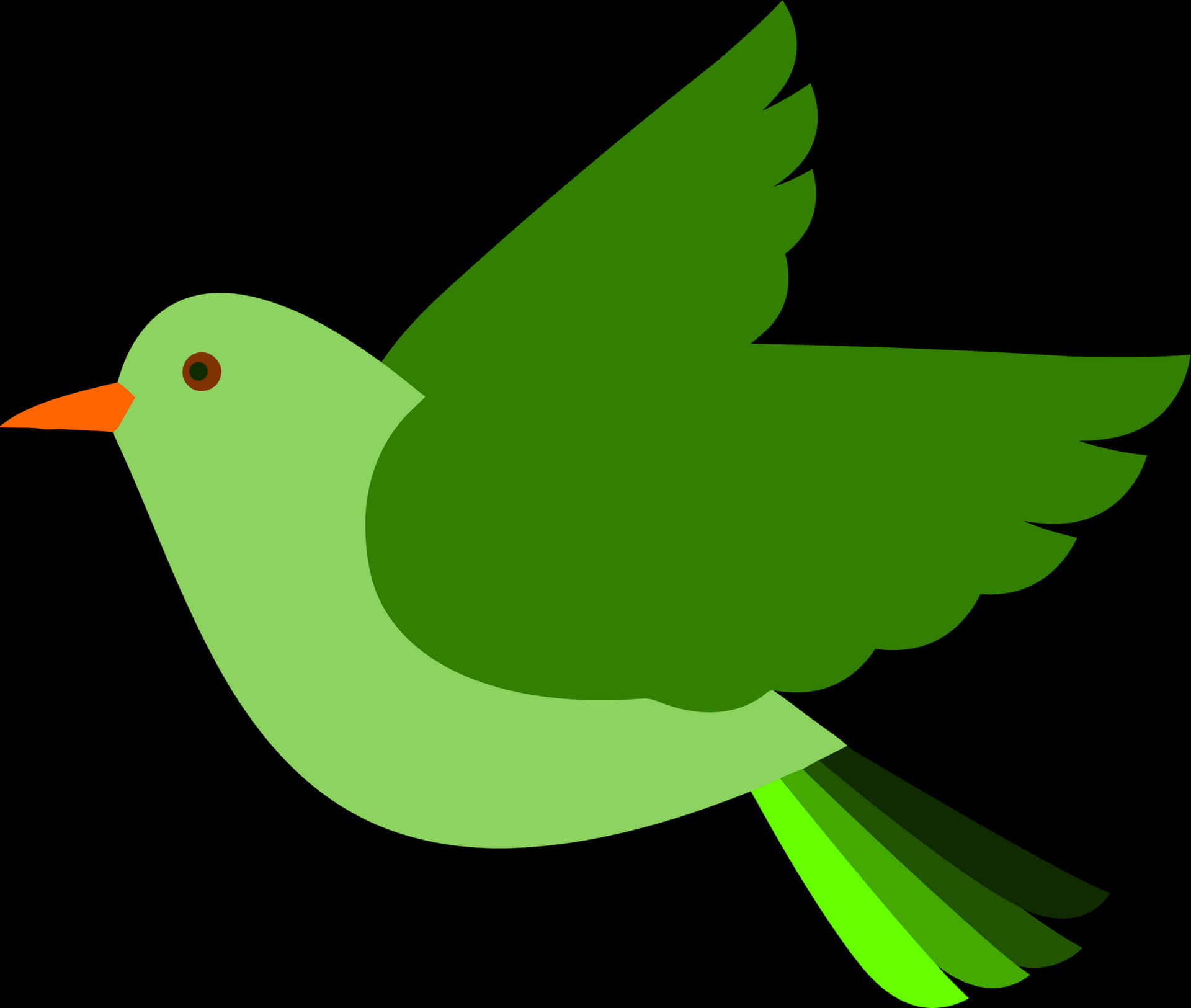 Green_ Flying_ Bird_ Vector_ Graphic PNG Image