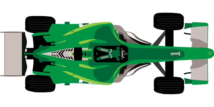 Green Formula Racecar Top View PNG Image