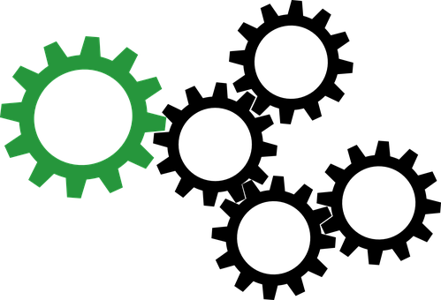 Green Gear Iconon Black Background PNG Image