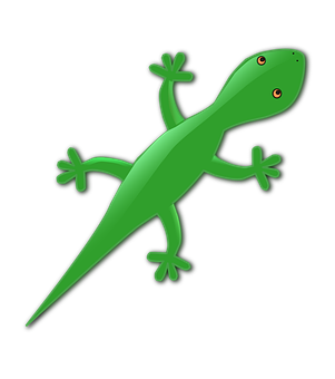 Green Gecko Cartoon Illustration PNG Image