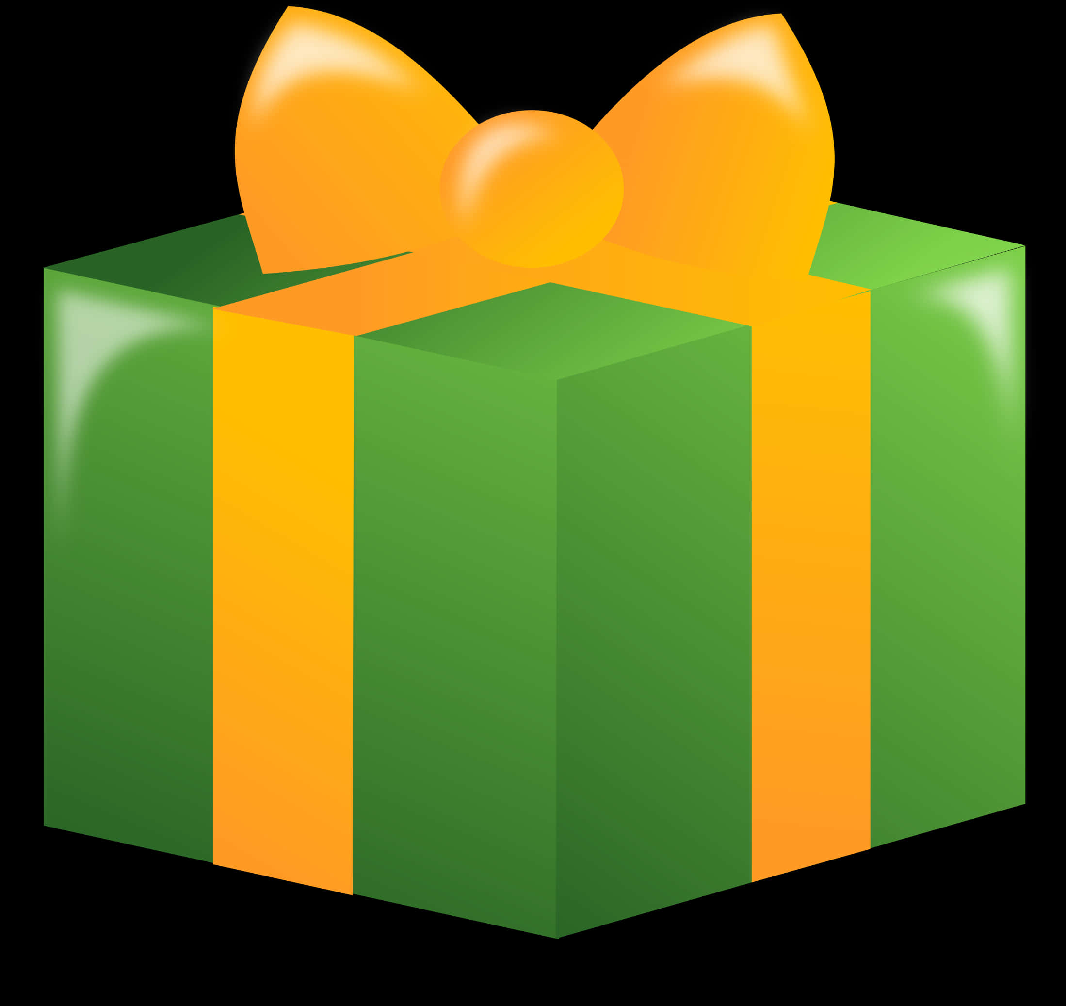 Green Gift Boxwith Yellow Ribbon PNG Image