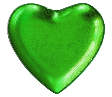 Green Glass Heart Shaped Object PNG Image