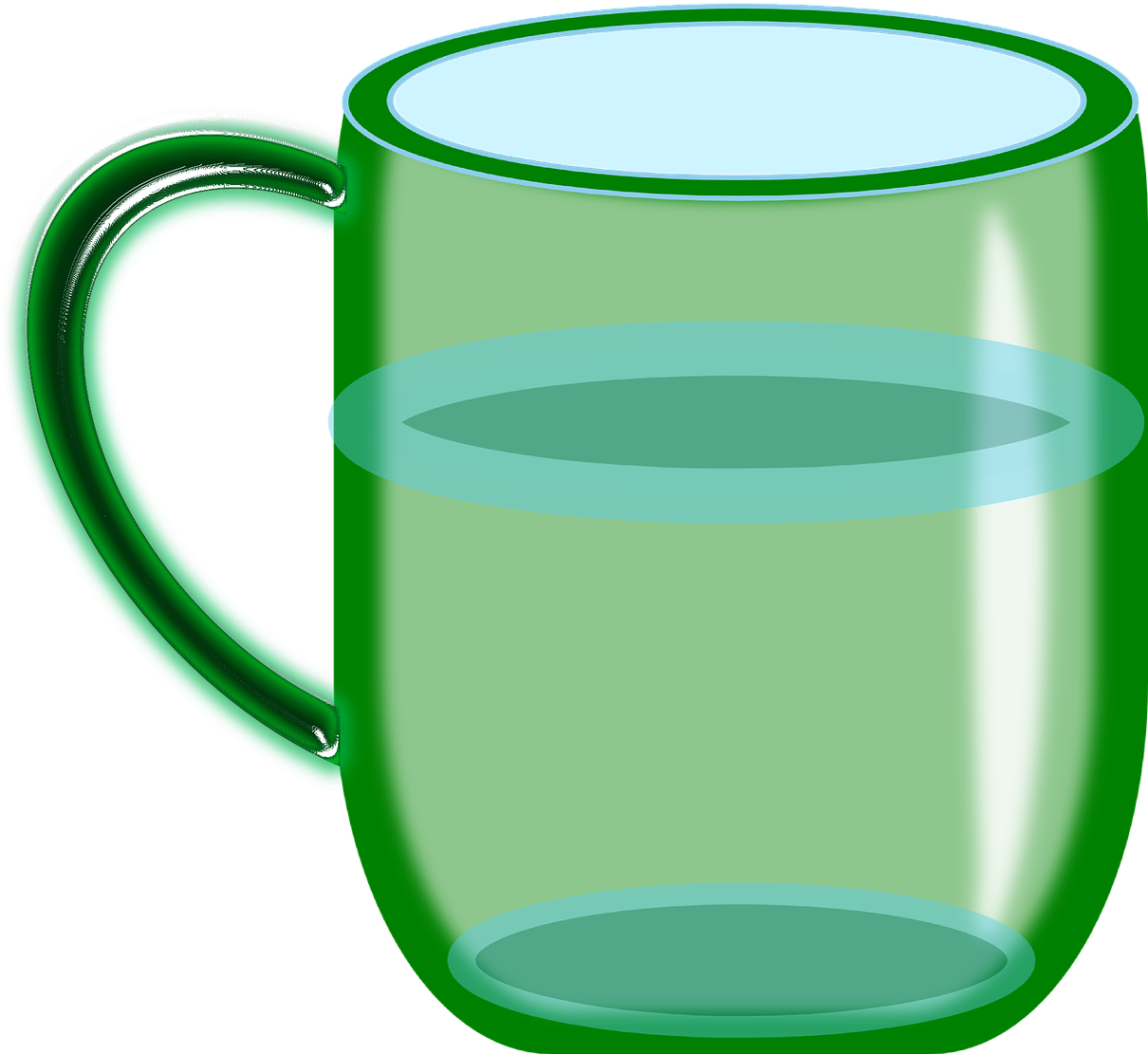 Green Glass Mug Fullof Water PNG Image