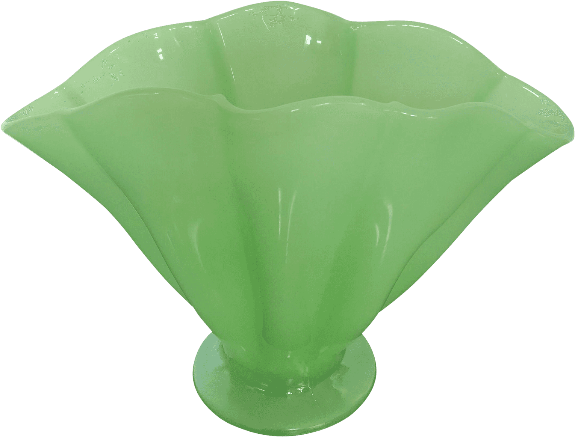 Green Glass Vase Fluted Design PNG Image