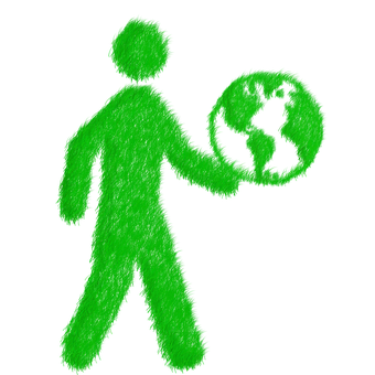 Green_ Glowing_ Stick_ Figure_with_ Earth_ Ball PNG Image