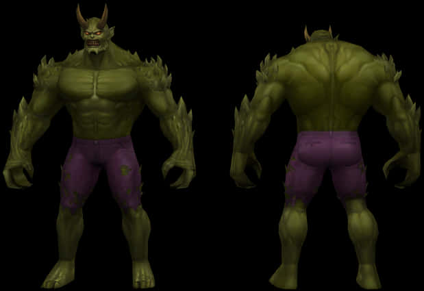 Green Goblin Monstrous Form Frontand Back PNG Image