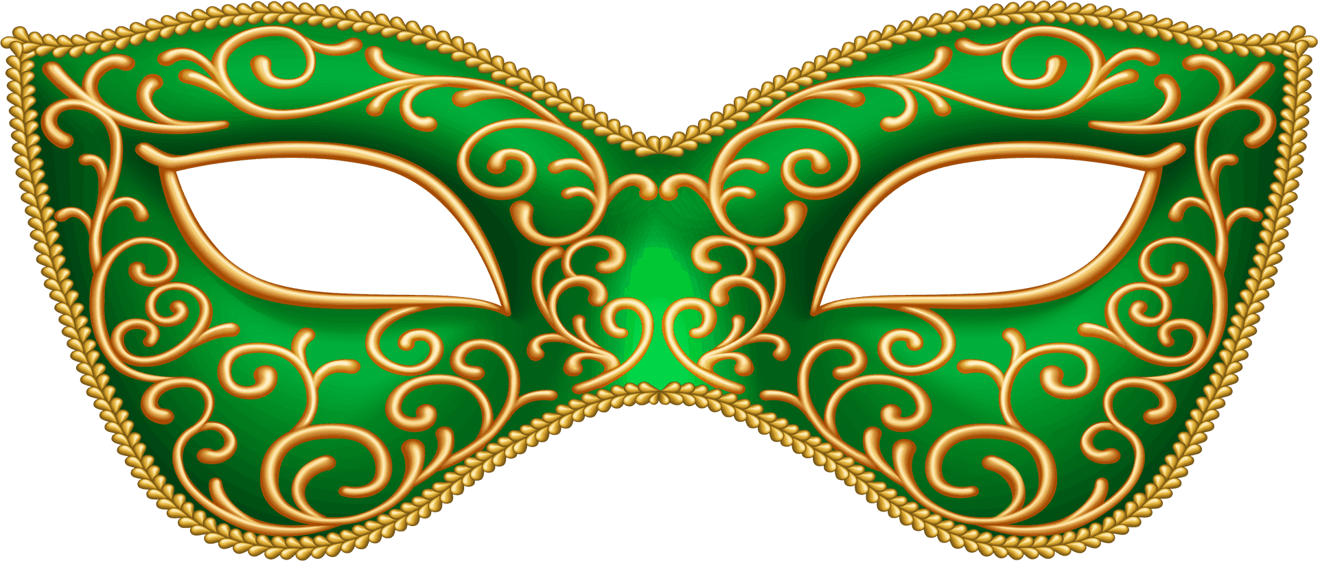 Green Gold Venetian Mask PNG Image