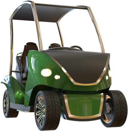 Green Golf Cart3 D Model PNG Image